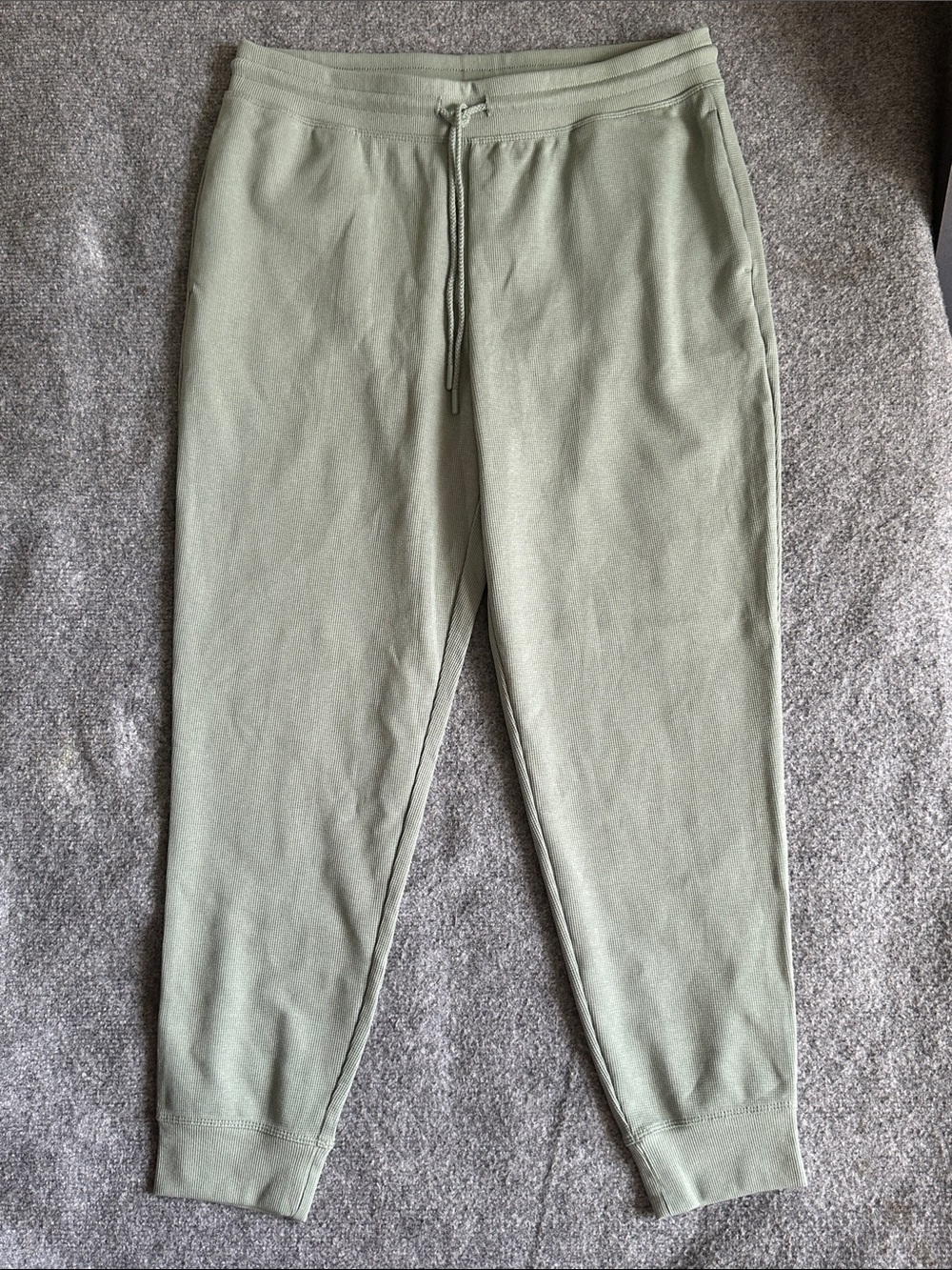 MAX&MIA women joggers size Large waffle knit Sage green cotton blend comfy pants